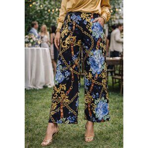 Boston Proper Pant Women Medium M floral derby travel mob wife baroque money